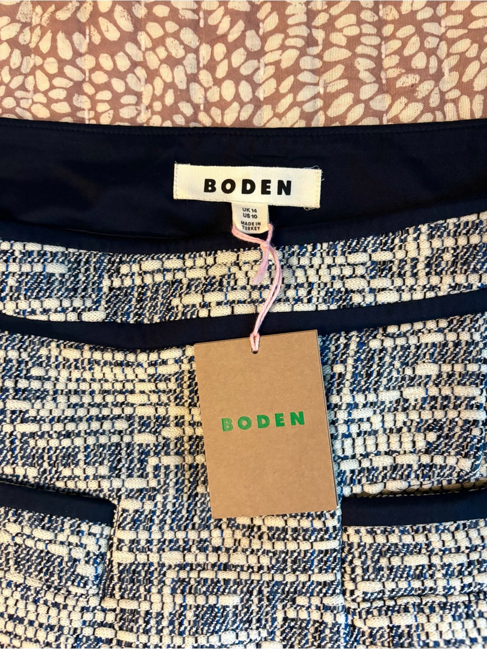 NWT Boden Navy Textured A-line Skirt size 10 - Picture 5 of 5
